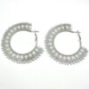 Peyote Hoop Earrings - Large Silver - Image 2