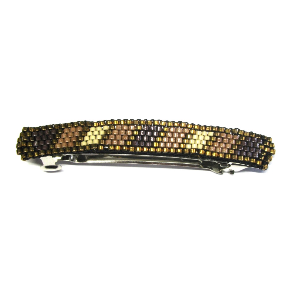 Peyote Stitch Hair Barrettes - Coffee