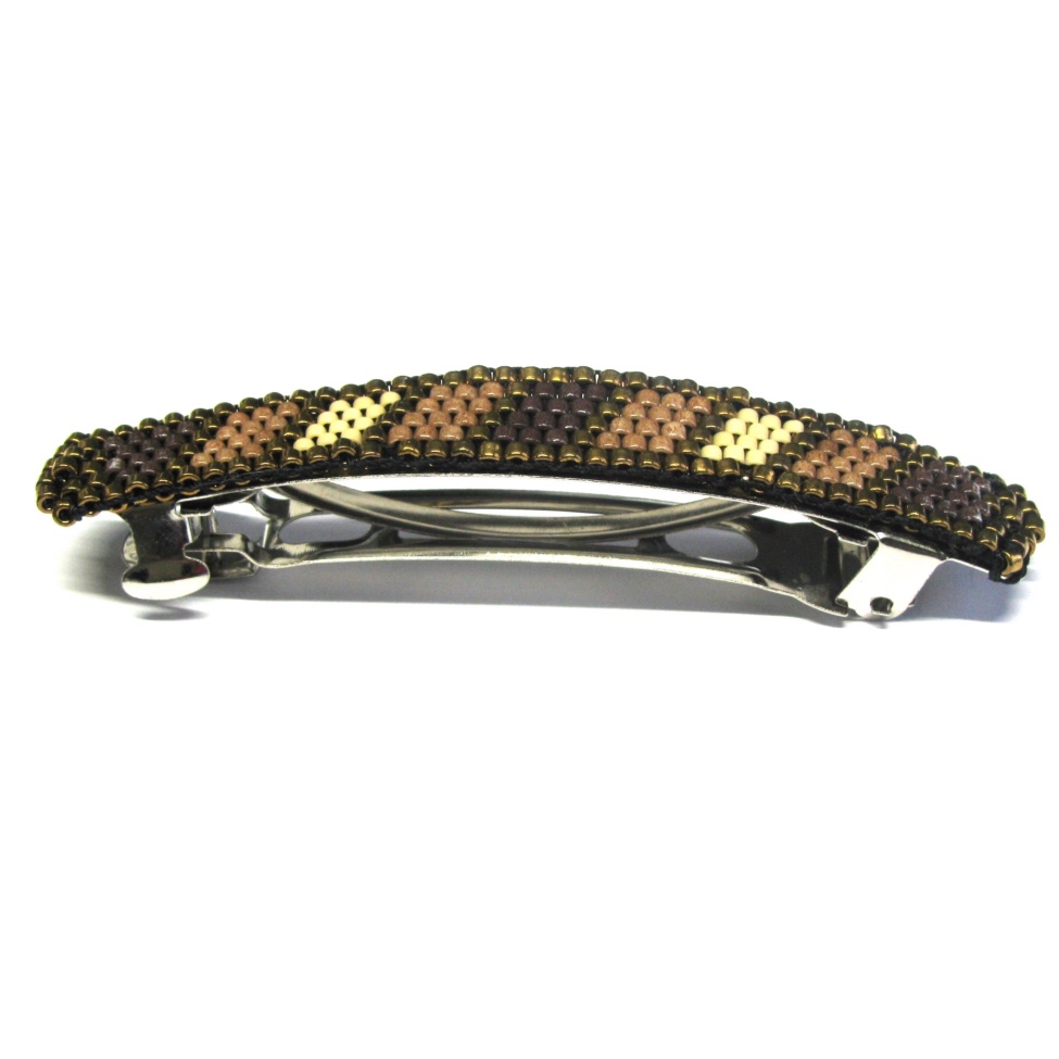 Peyote Stitch Hair Barrettes - Coffee - Image 3