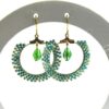 Peyote Hoop Earrings - Green - Image 3
