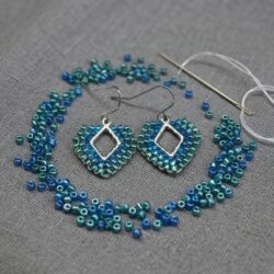 Diamond Peyote Earrings - Seagreen