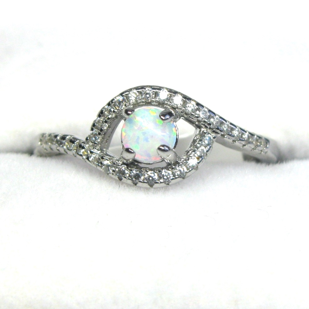Sterling Silver Eye-shaped Opal Ring
