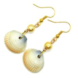 Bivalve Shell & Pearl Earrings - Gold