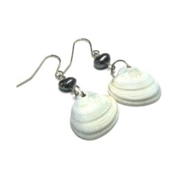 Bivalve Shell & Pearl Earrings - Blue