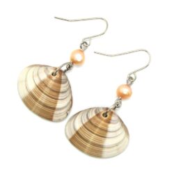 Bivalve Shell & Pearl Earrings - Brown