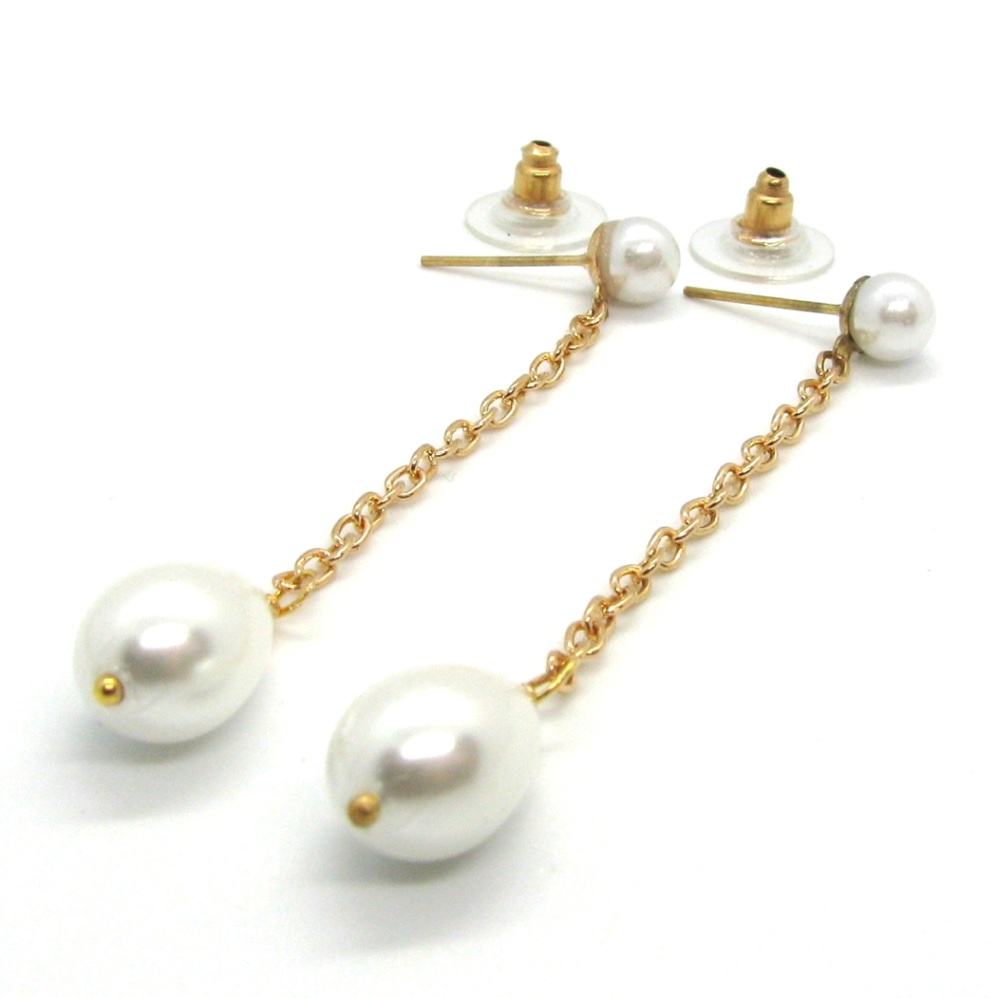 Teardrop Pearl Chain Studs