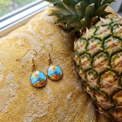 Monstera Cabochon - Blue & Orange