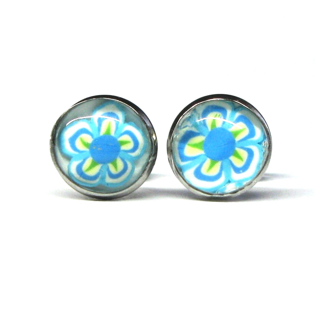 Blue & Yellow Floral Studs