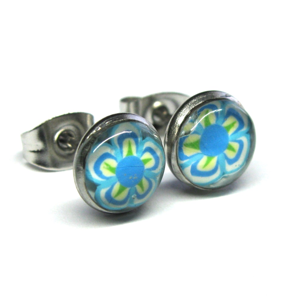 Blue & Yellow Floral Studs - Image 3