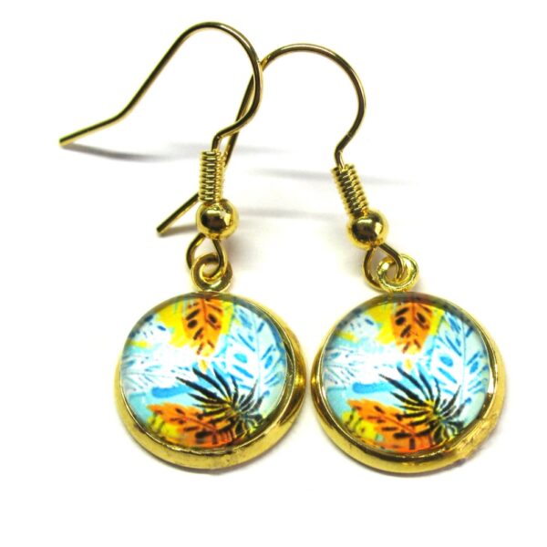 Monstera Cabochon - Blue & Orange