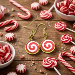 Candy Cane Cabochon - Red Spiral
