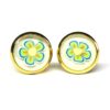 Green, Gold & Blue Floral Studs - Image 3