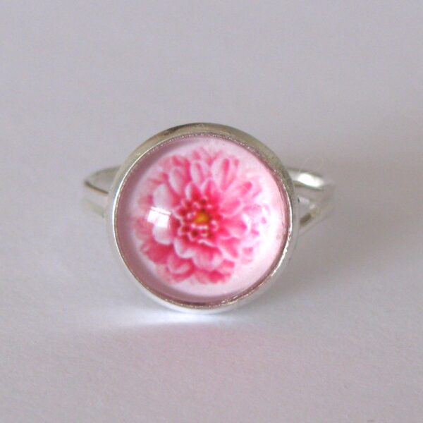 Pink Dahlia Adjustable Ring