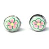 Pink and Green Floral Studs - Image 2
