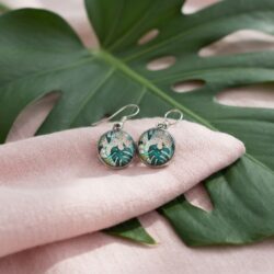 Monstera Cabochon - Pink & Green