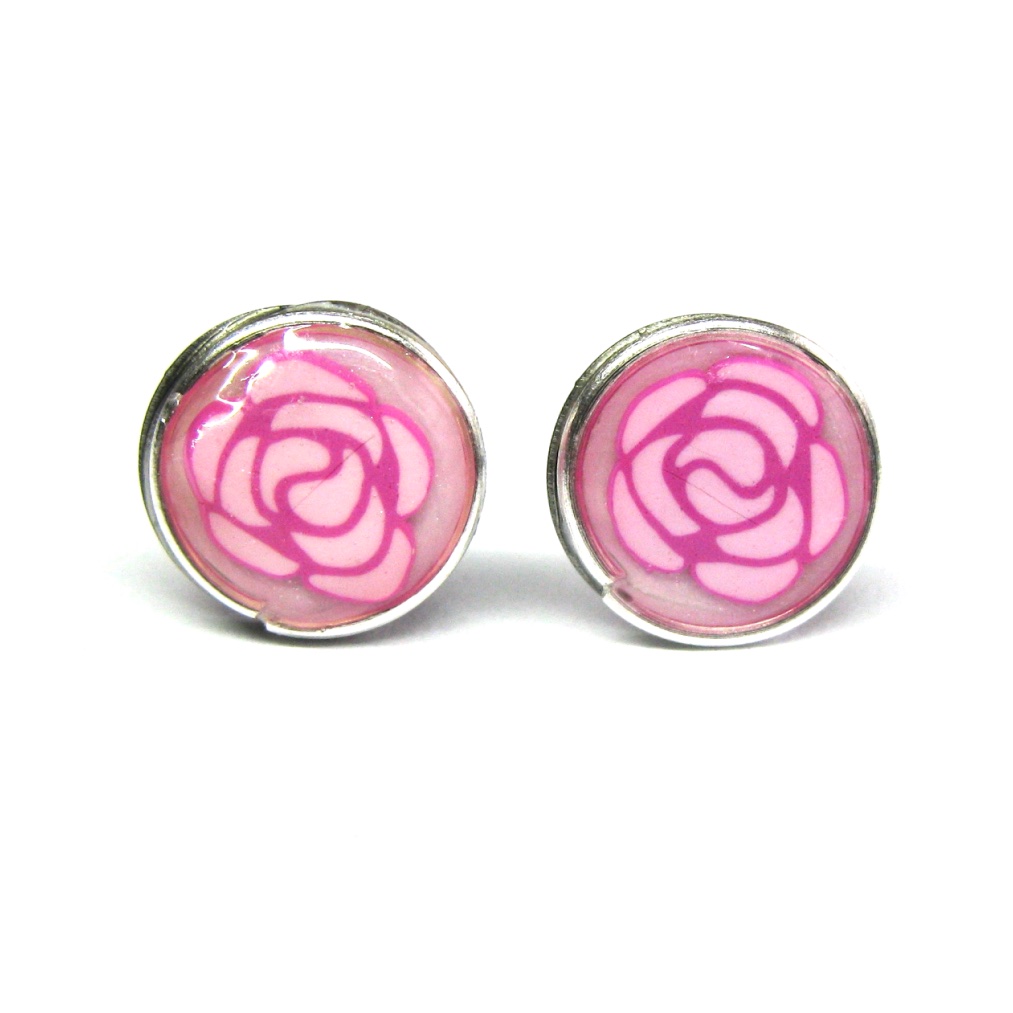 Pink Rose Studs