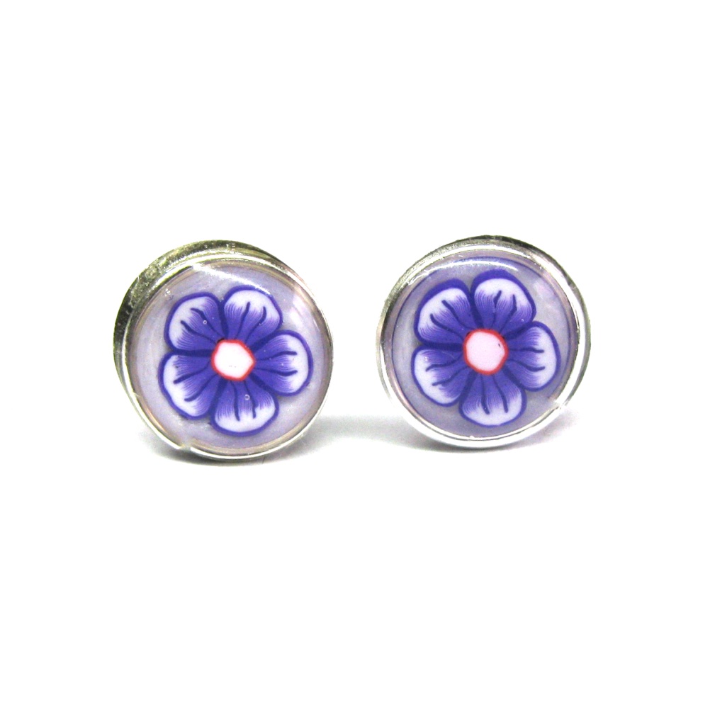Violet Floral Studs