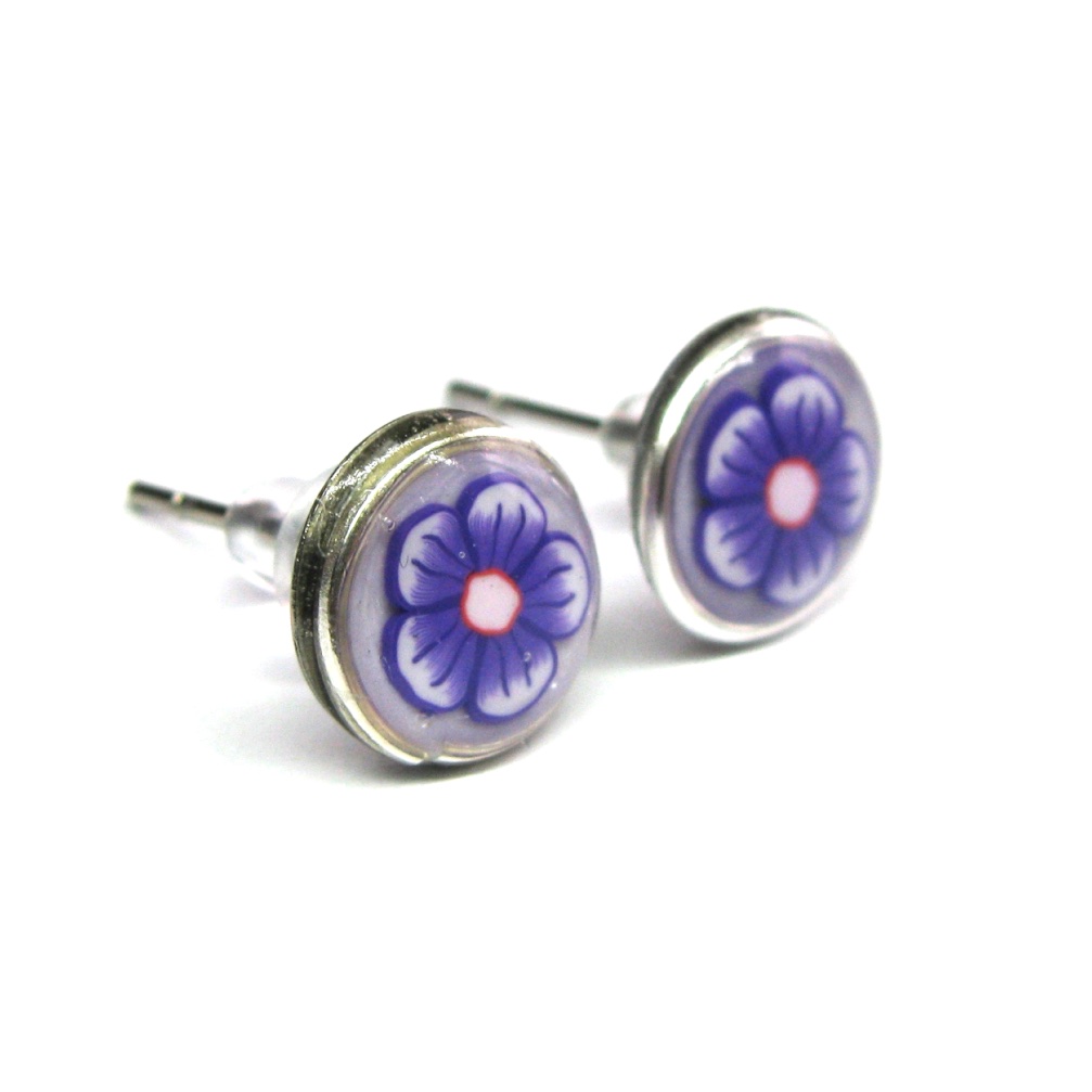 Violet Floral Studs - Image 3