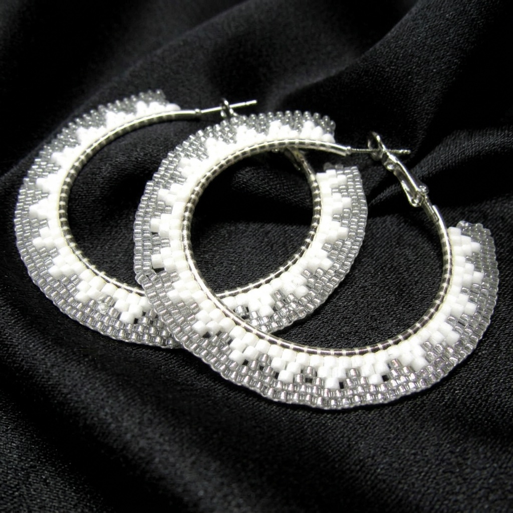 Peyote Hoop Earrings - Zigzag