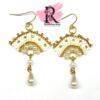Peyote Fan with Teardrop Pearl - Gold - Image 2