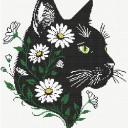 Cat with Daisies