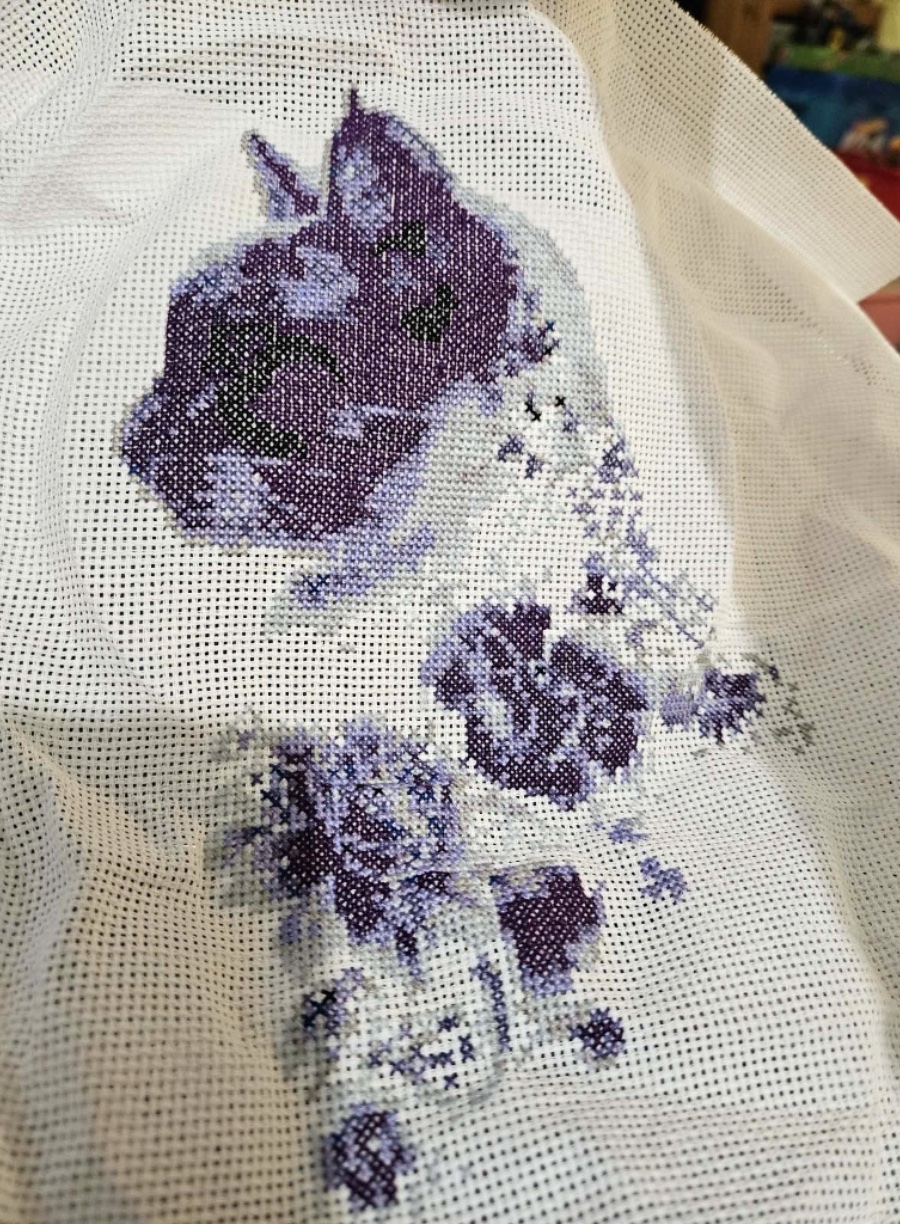 Floral Cat Silhouette - Indigo - Image 5