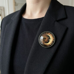 Sun & Moon Brooch - Brown