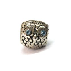 Silver Owl with Blue Zirconia Eyes